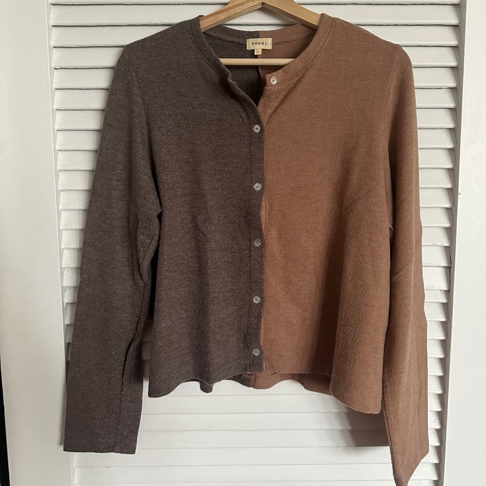 DONNI Duo Sweater Cardigan Carmel/Chocolate